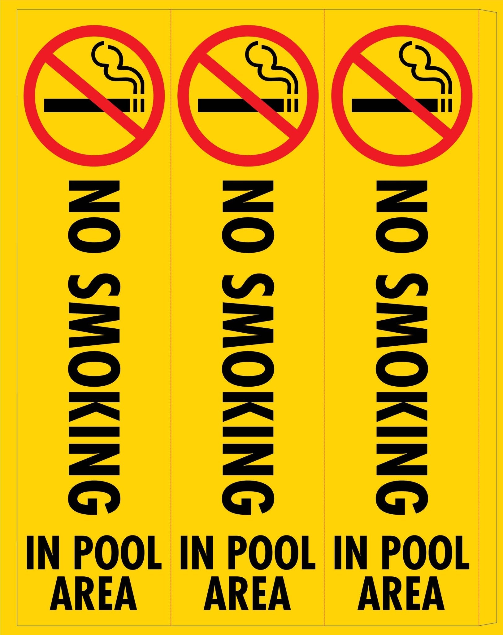 No Smoking In Pool Area - Corflute Bollard Cover - New Signs