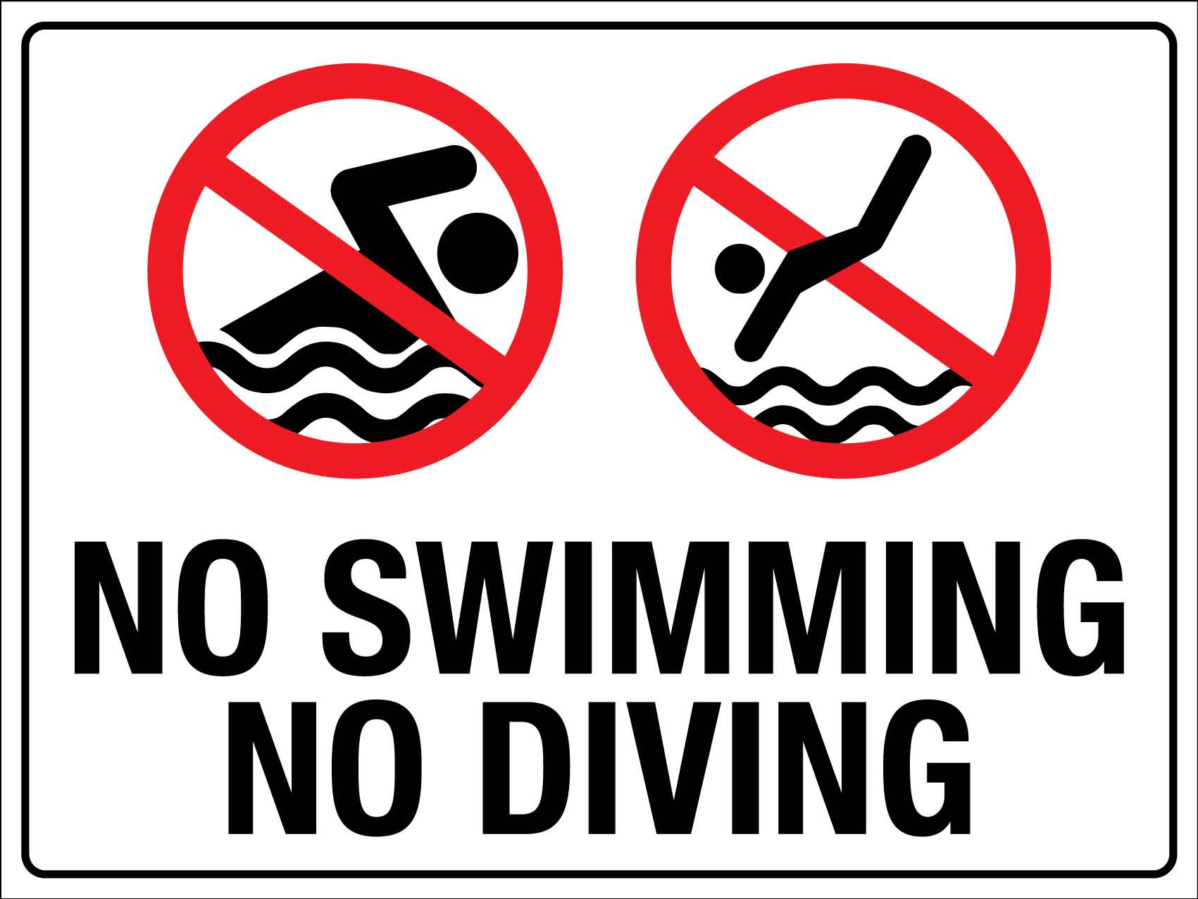 No Swimming No Diving Sign - New Signs