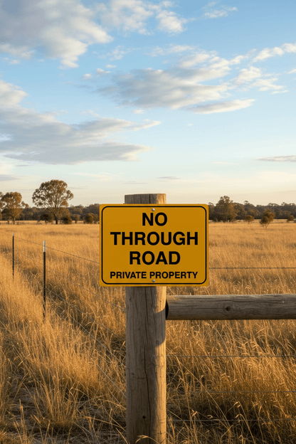 No Through Road Private Property Yellow Sign - New Signs