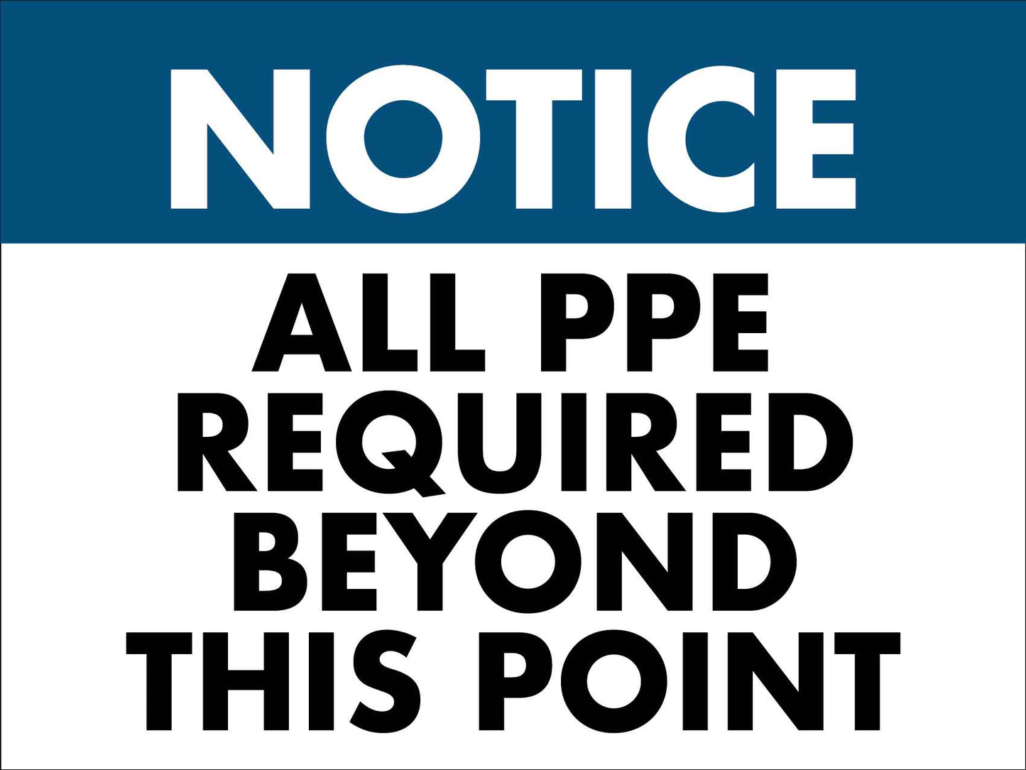 Notice All PPE Required Beyond This Point Sign - New Signs