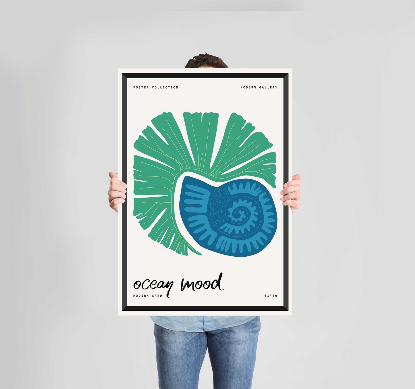 Ocean Creatures Blue Shell Poster Wall Art Prints - New Signs