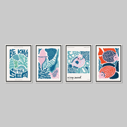 Ocean Mood Poster Wall Art Prints (Set of 4) - New Signs
