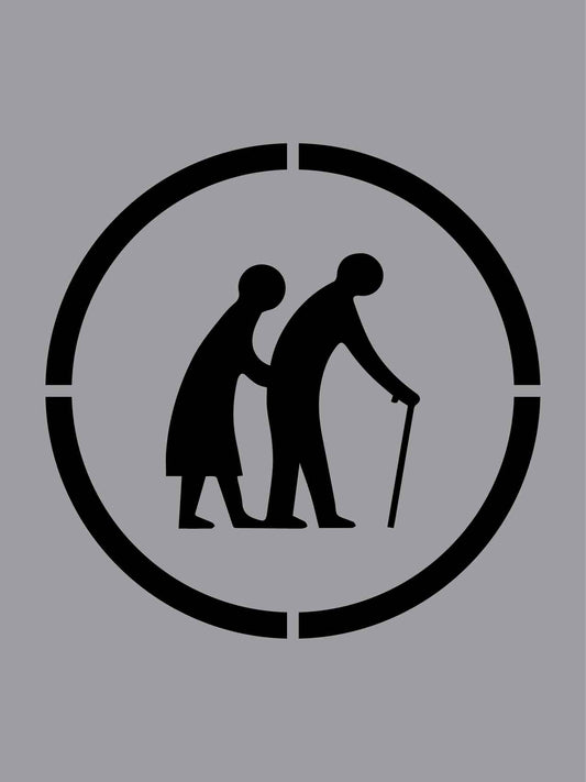 Old People Crossing - Aluminium Composite Stencil - New Signs