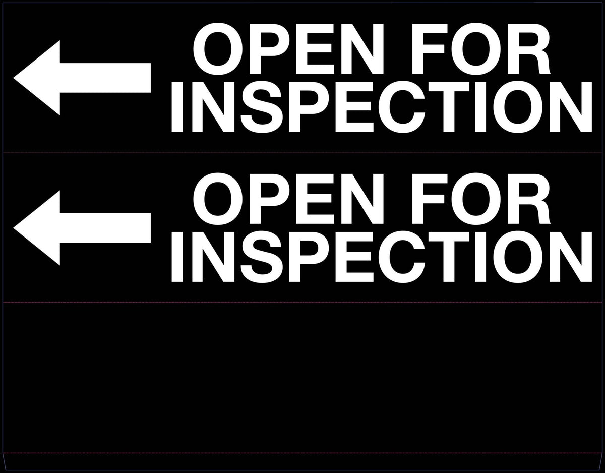 Mock Inspection Sign Open For Inspection Left Arrow - Landscape Corflute Toblerone Signs ...