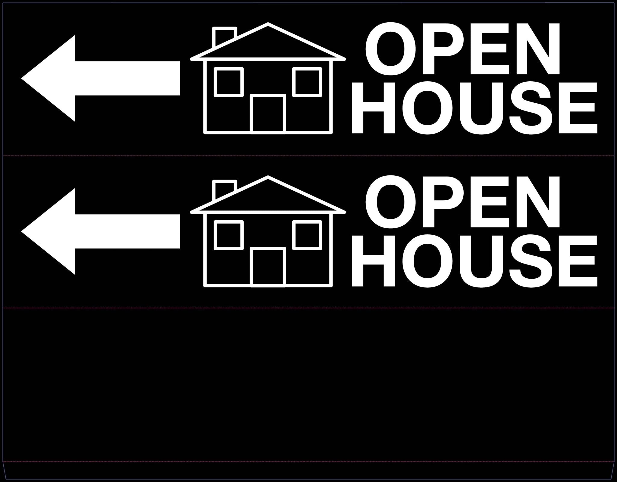 Open House Left Arrow - Landscape Corflute Toblerone Signs – New Signs