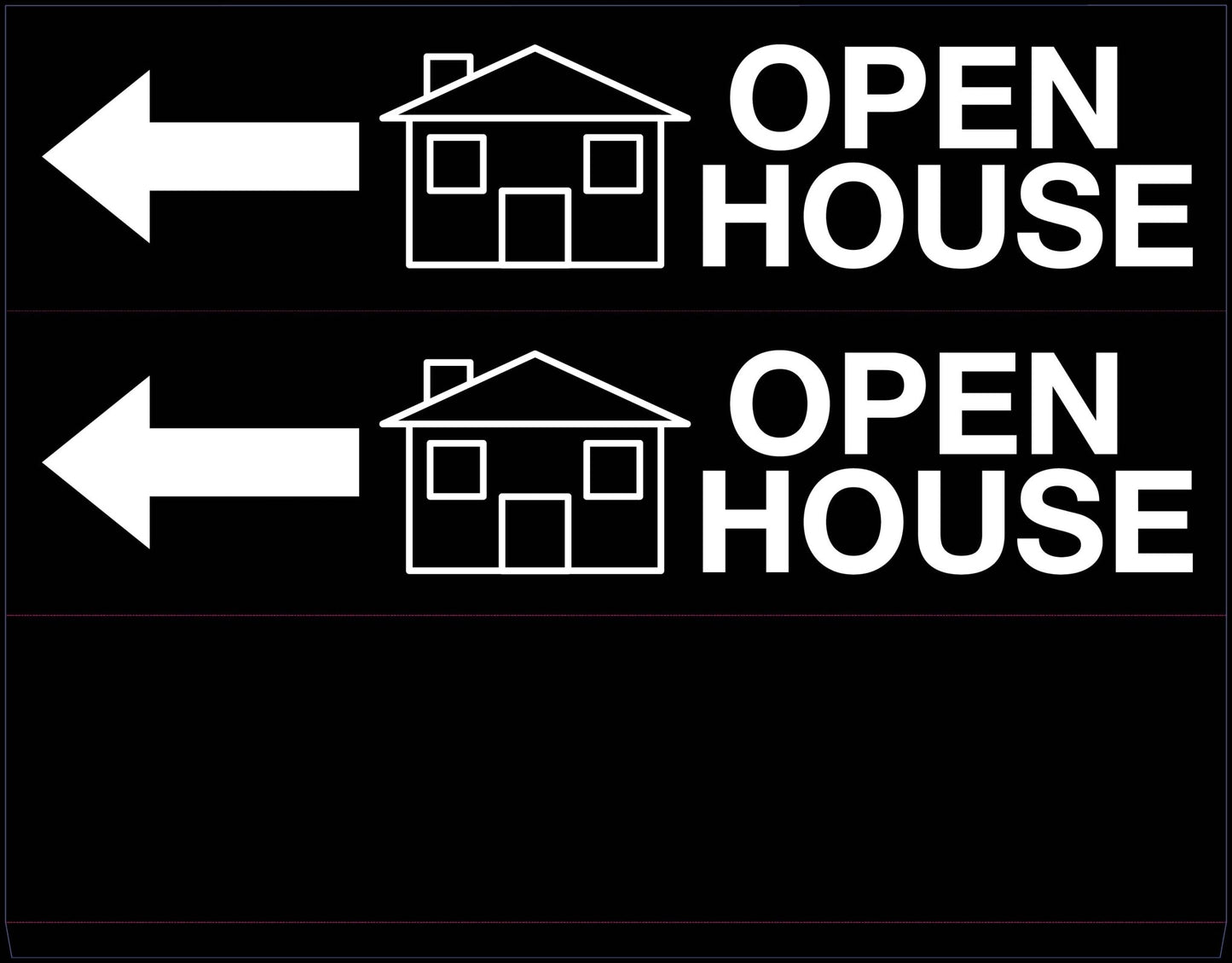 Open House Left Arrow - Landscape Corflute Toblerone Signs - New Signs