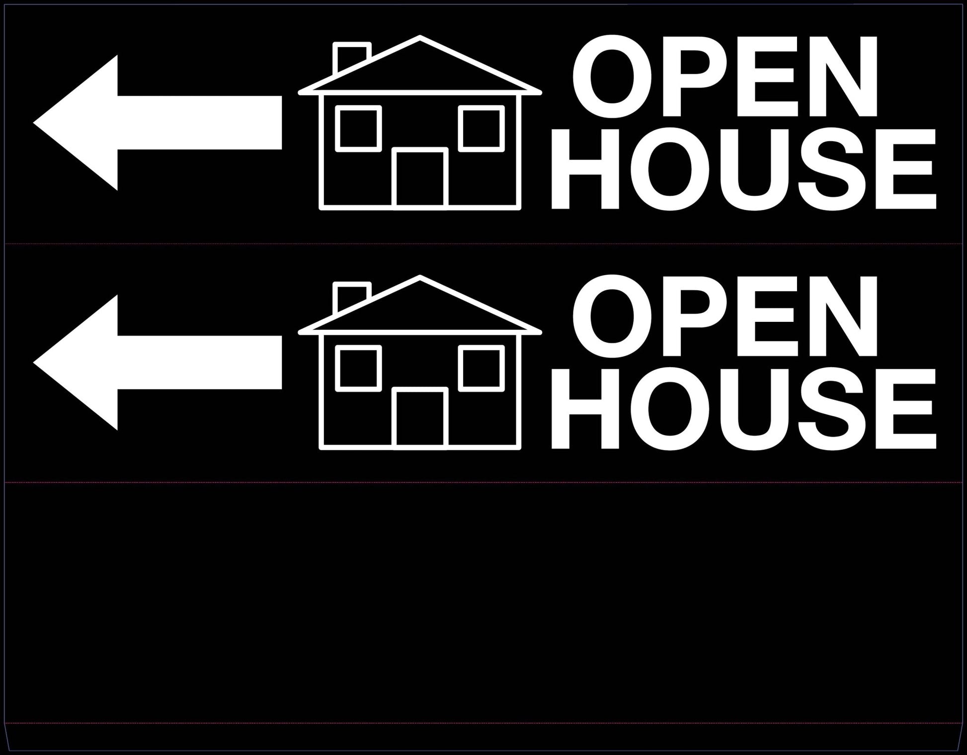 Open House Left Arrow - Landscape Corflute Toblerone Signs - New Signs