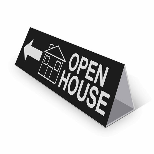 Open House Left Arrow - Landscape Corflute Toblerone Signs - New Signs