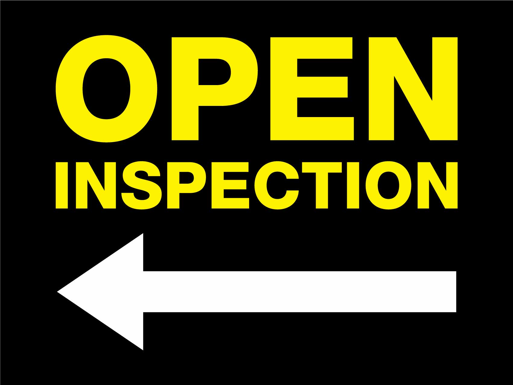 Open Inspection Left Arrow - New Signs