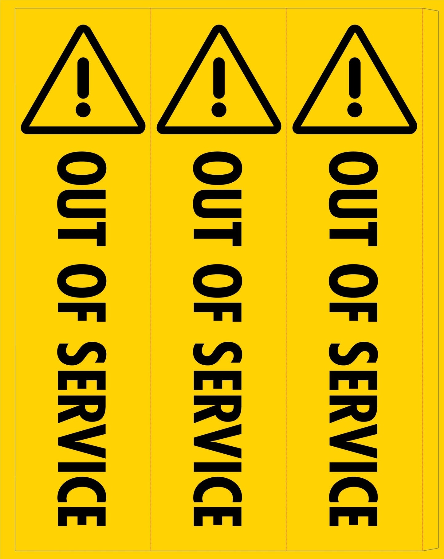 Out Of Service - Corflute Bollard Cover - New Signs