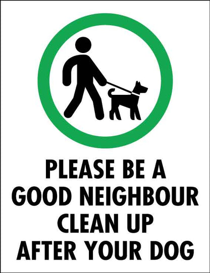 Please Be a Good Neighbour Clean up After Your Dog Wheelie Bin Stickers - New Signs