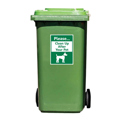 Please Clean Up After Your Pet Green Wheelie Bin Stickers - New Signs