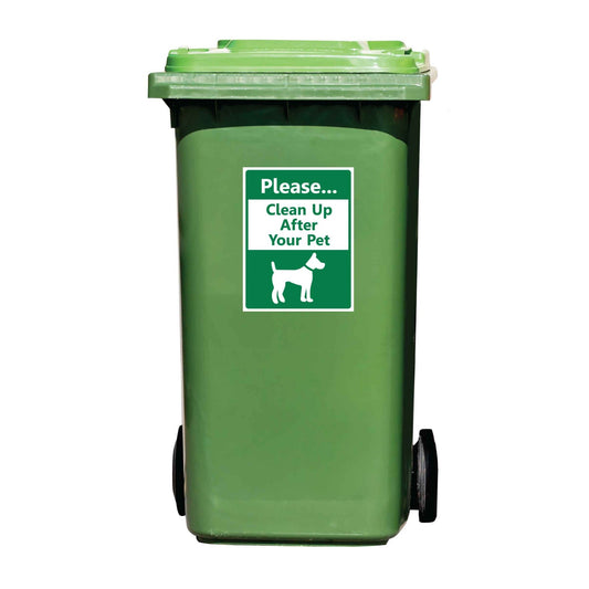 Please Clean Up After Your Pet Green Wheelie Bin Stickers - New Signs