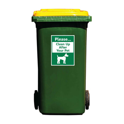 Please Clean Up After Your Pet Green Wheelie Bin Stickers - New Signs