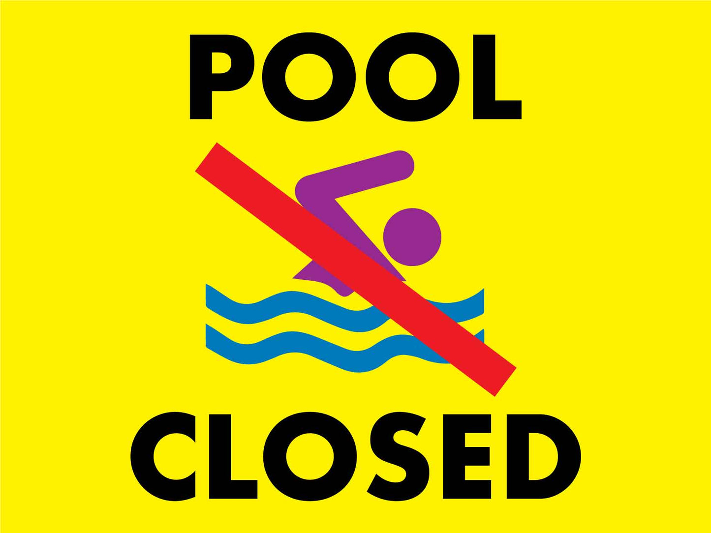 Pool Closed Symbol Sign - New Signs