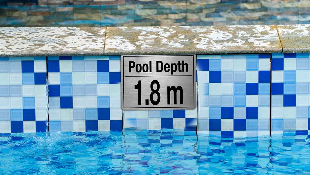 Pool Depth Stainless Steel Sign - New Signs