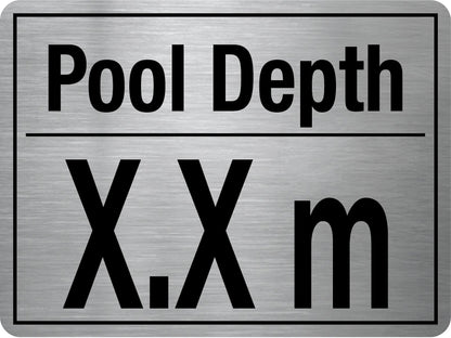 Pool Depth Stainless Steel Sign - New Signs