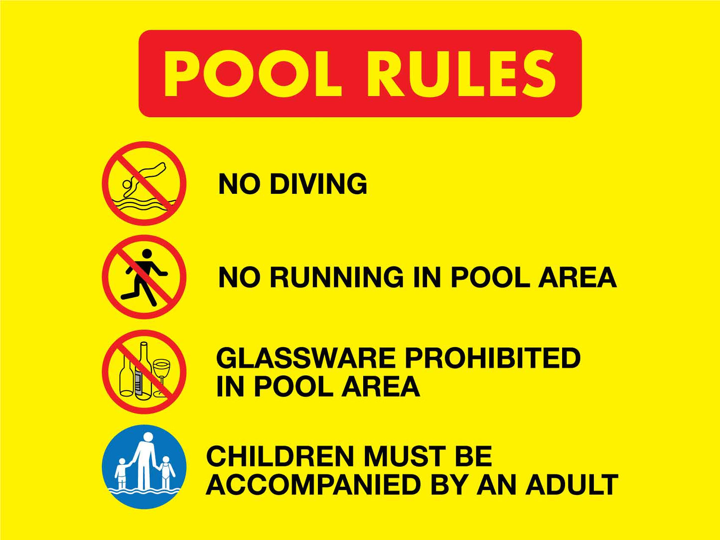 Pool Rules 1 Landscape Sign - New Signs
