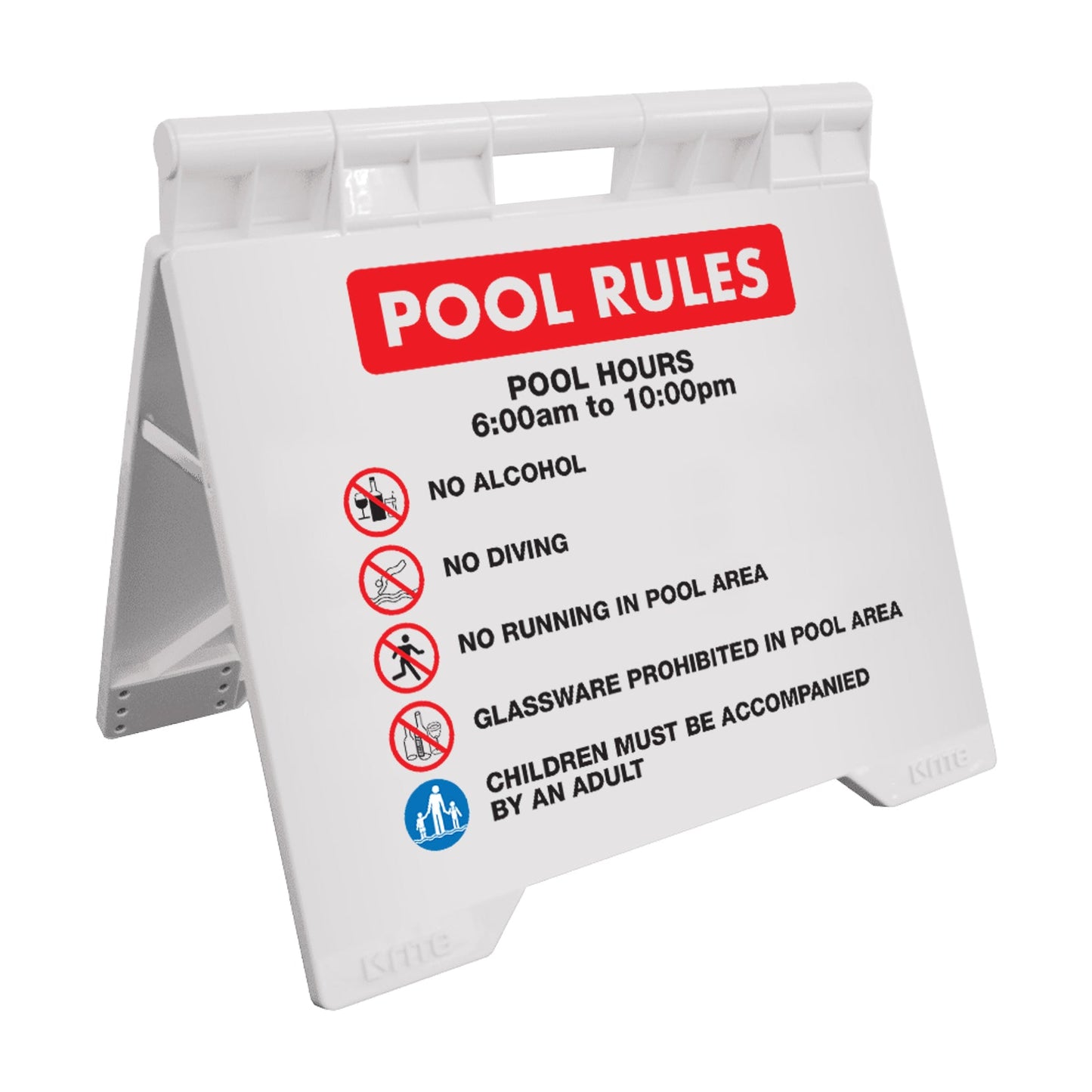 Pool Rules 1 Pool Hours 6am - 10pm - Evarite A - Frame Sign - New Signs