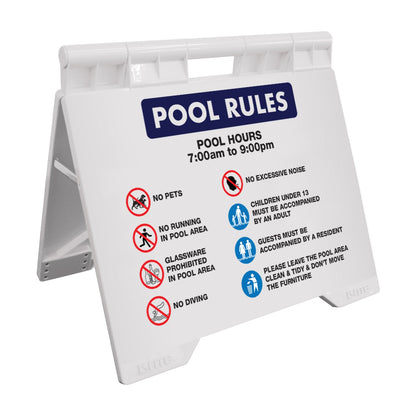 Pool Rules 1 Pool Hours 7am - 9pm - Evarite A - Frame Sign - New Signs