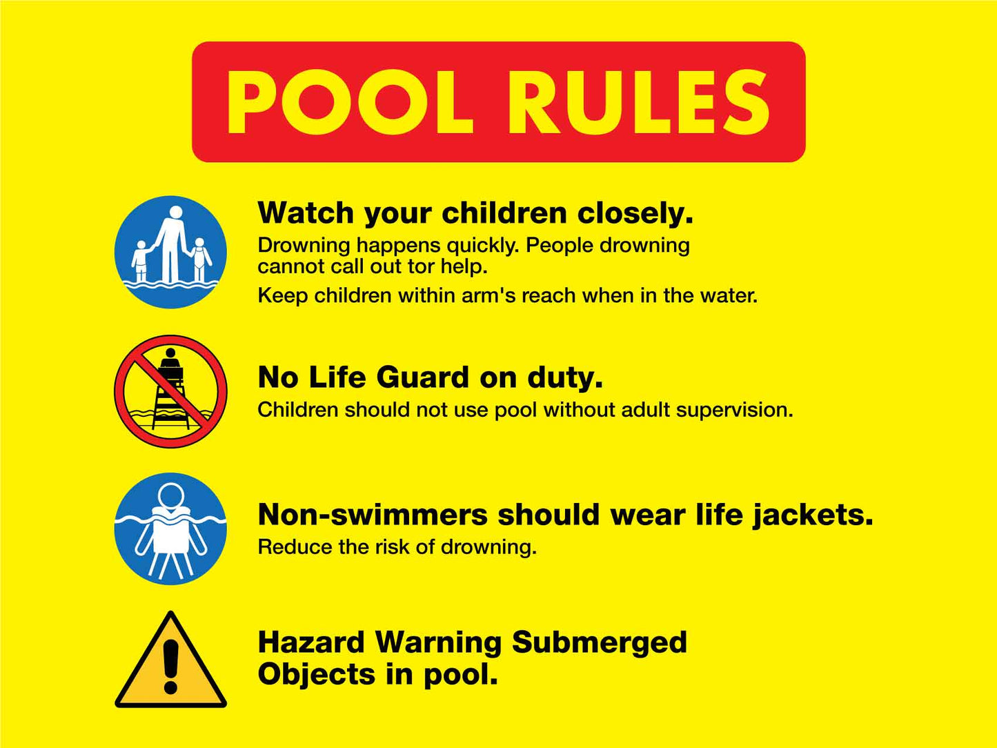 Pool Rules 2 Landscape Sign - New Signs