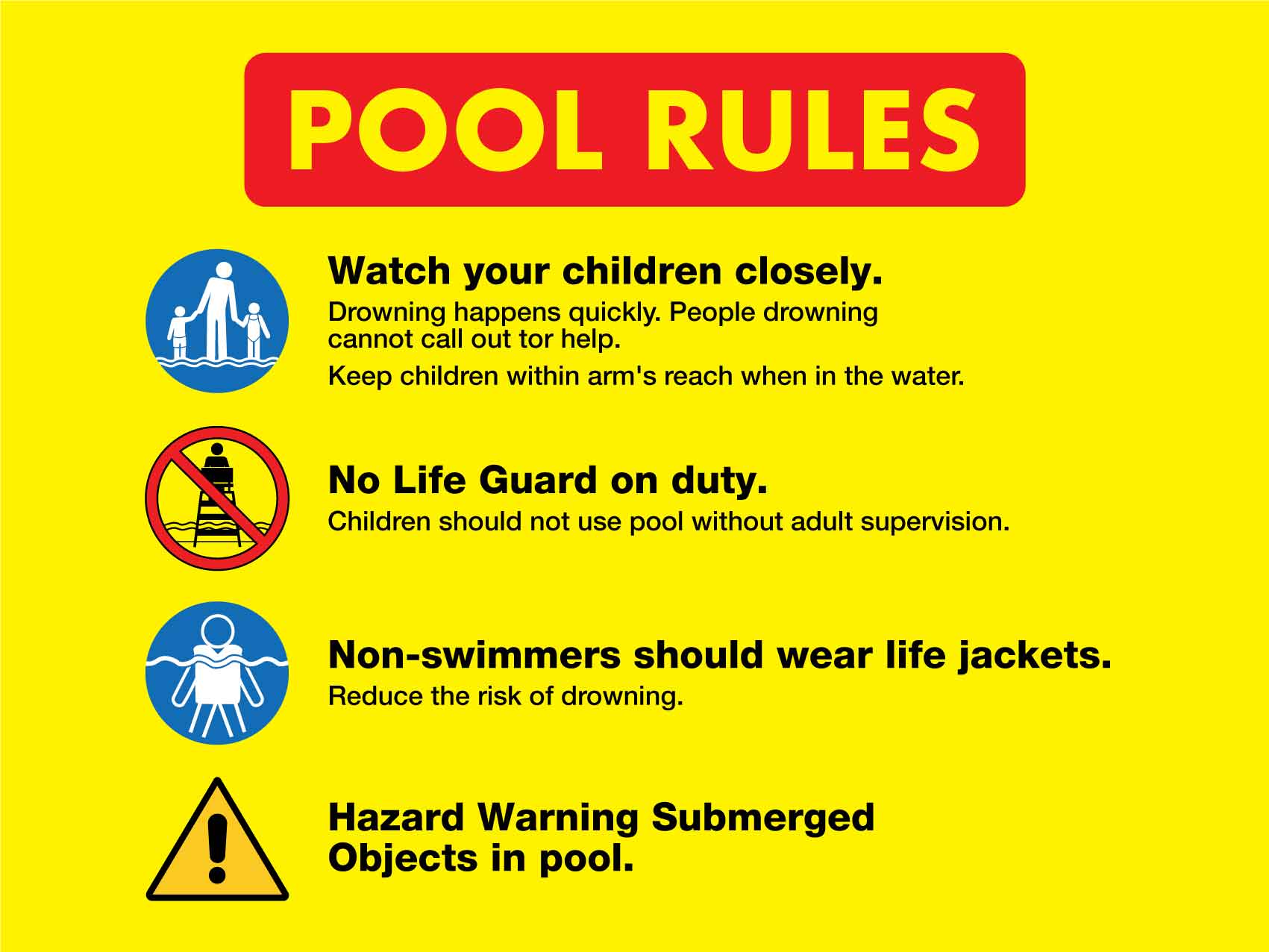 Pool Rules 2 Landscape Sign - New Signs