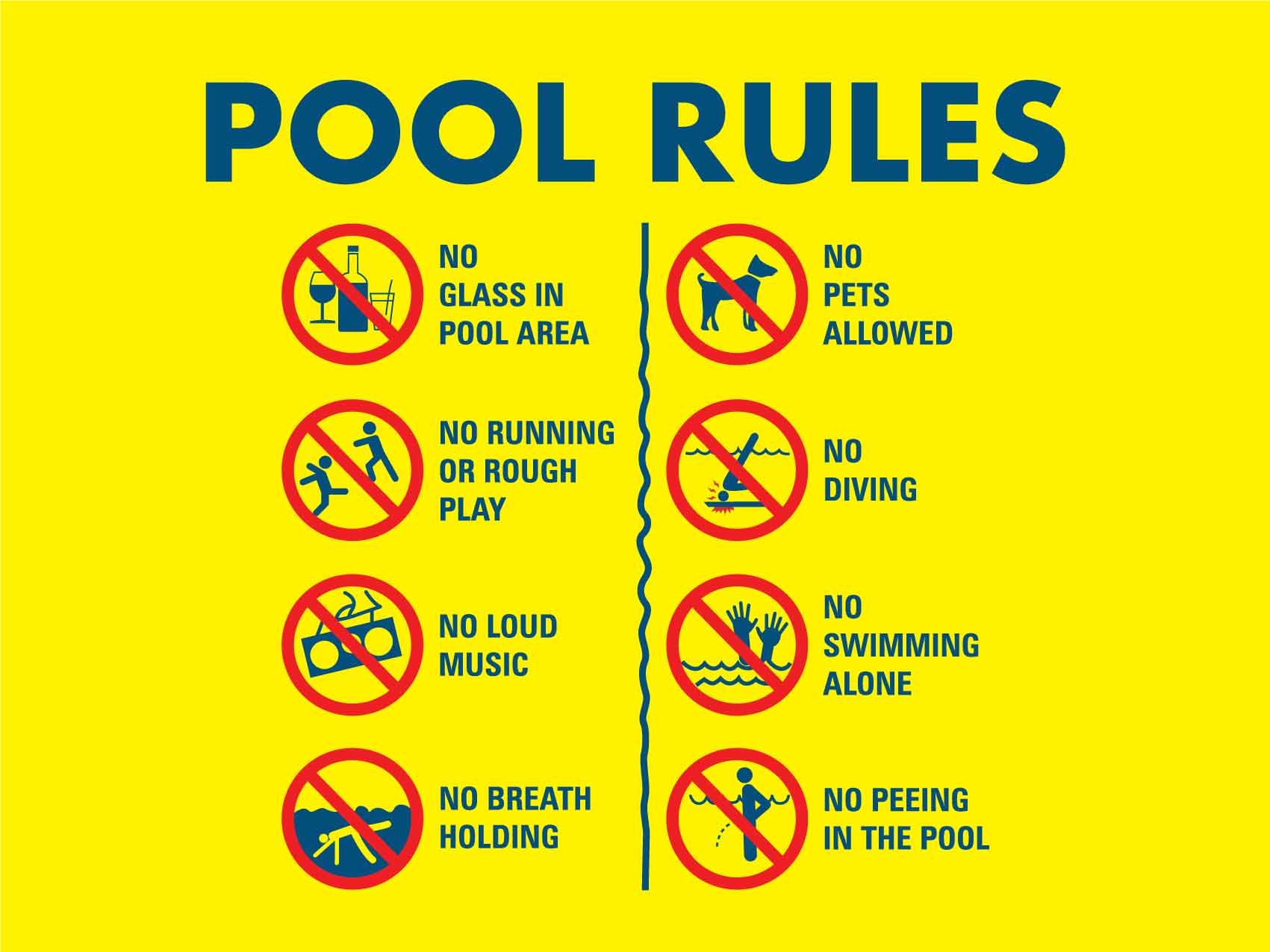 Pool Rules 6 Landscape Sign - New Signs