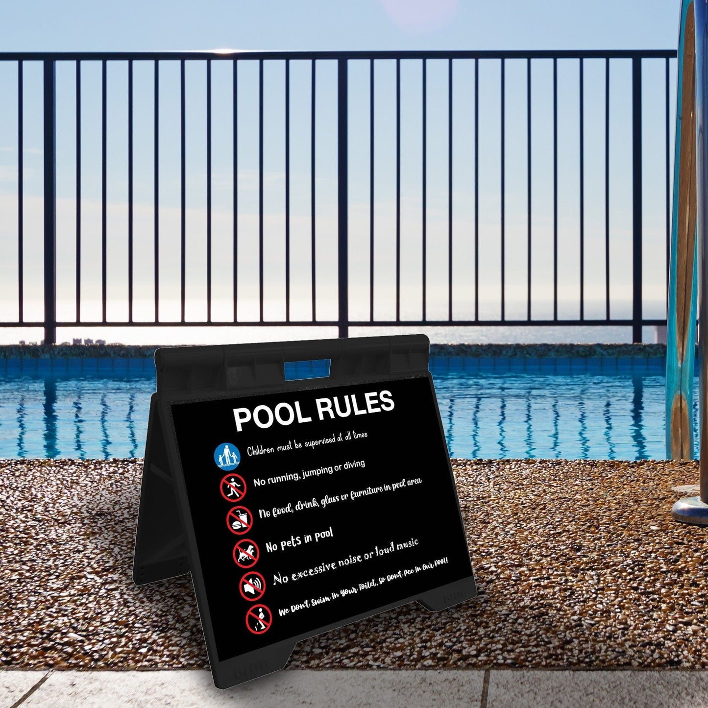 Pool Rules 7 - Evarite A - Frame Sign - New Signs