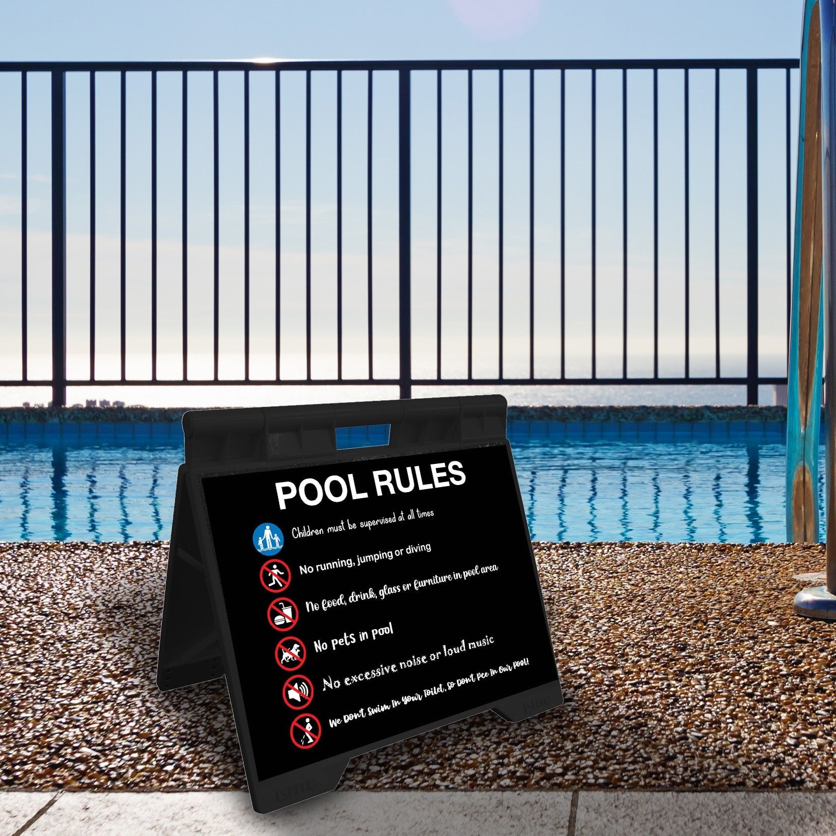 Pool Rules 7 - Evarite A - Frame Sign - New Signs