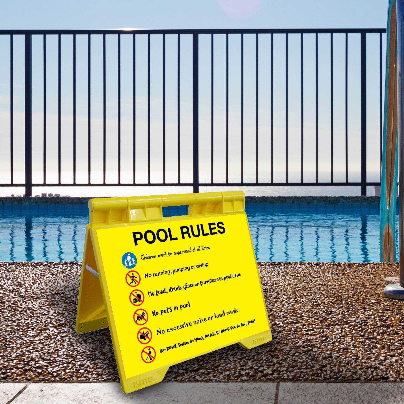 Pool Rules 7 - Evarite A - Frame Sign - New Signs