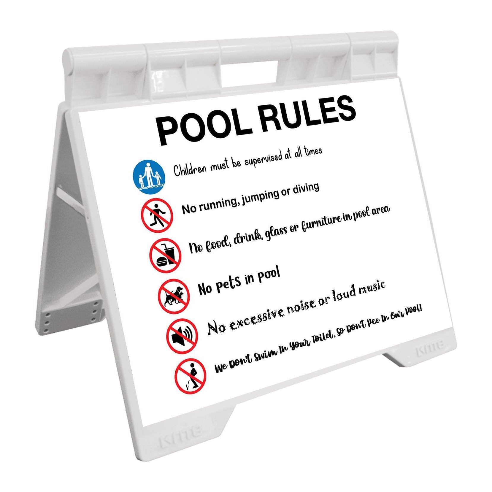 Pool Rules 7 - Evarite A - Frame Sign - New Signs