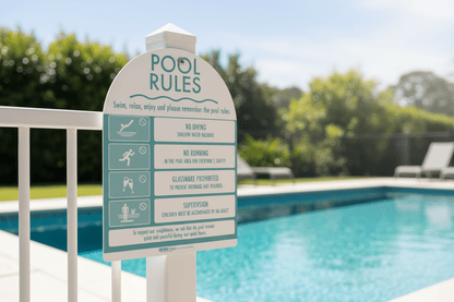 Pool Rules Sign Arch Aqua - New Signs