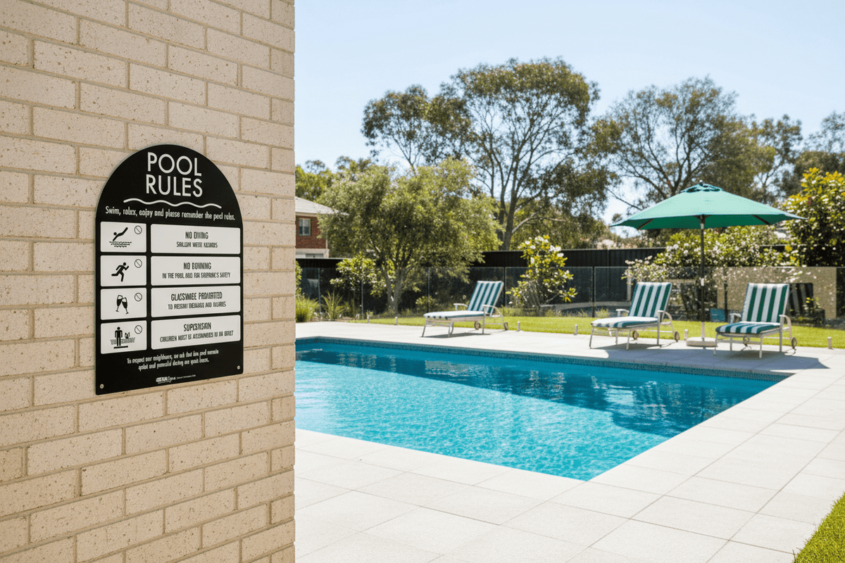 Arch Pool Signs Pool Rules Sign Arch Black Background – New Signs