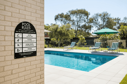 Pool Rules Sign Arch Black Background - New Signs