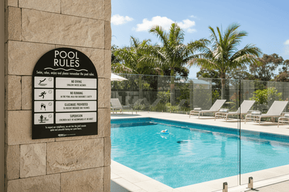 Pool Rules Sign Arch Black Background - New Signs