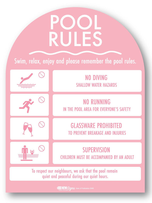 Pool Rules Sign Arch Candy Background - New Signs