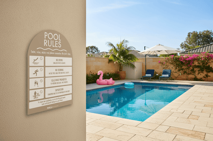 Pool Rules Sign Arch Fawn Background - New Signs