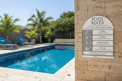 Pool Rules Sign Arch Grey - New Signs