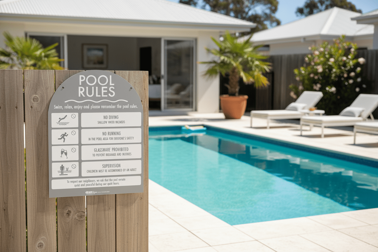 Pool Rules Sign Arch Grey Background – New Signs