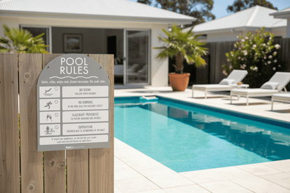 Pool Rules Sign Arch Grey Background - New Signs