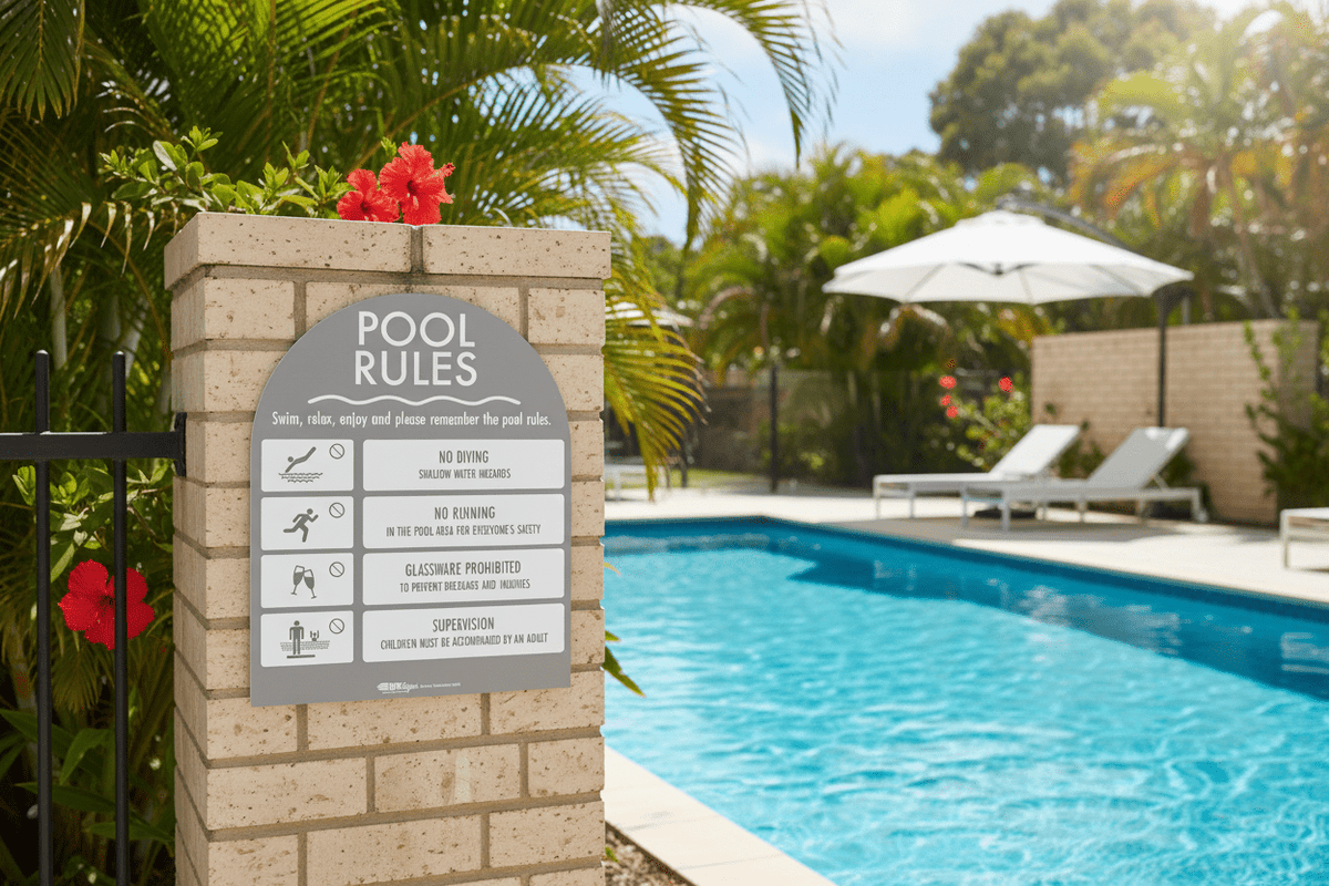 Arch Pool Signs Pool Rules Sign Arch Grey Background – New Signs