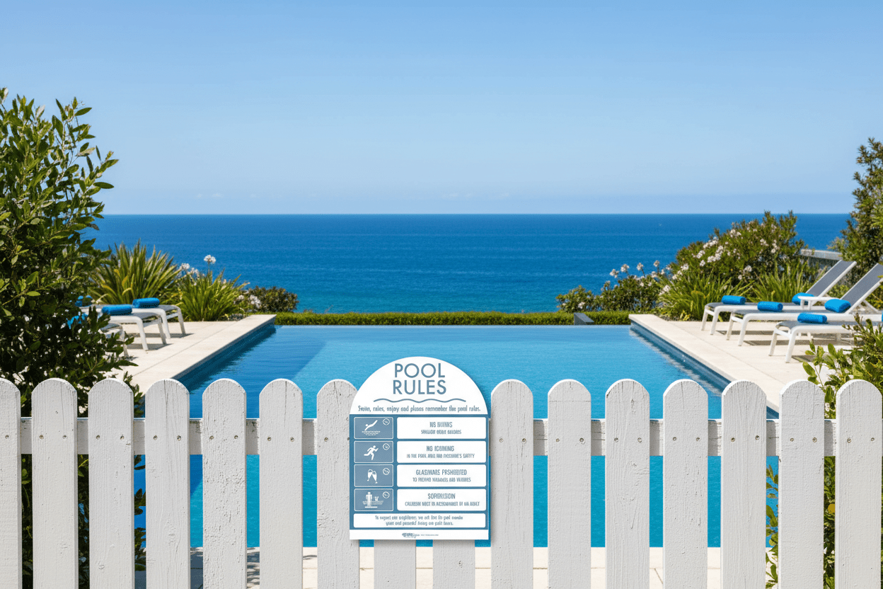 Pool Rules Sign Arch Ocean - New Signs