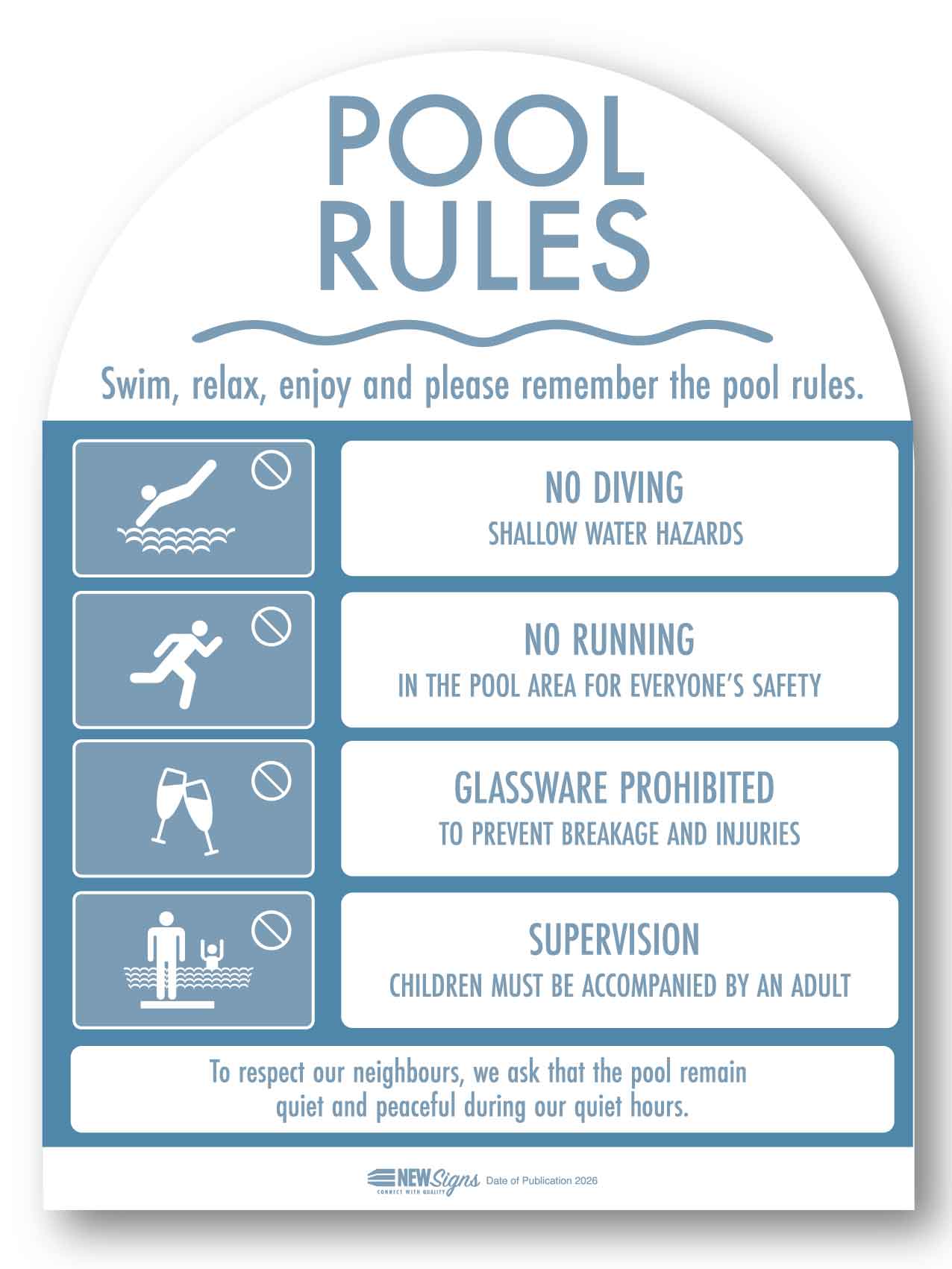 Pool Rules Sign Arch Ocean - New Signs