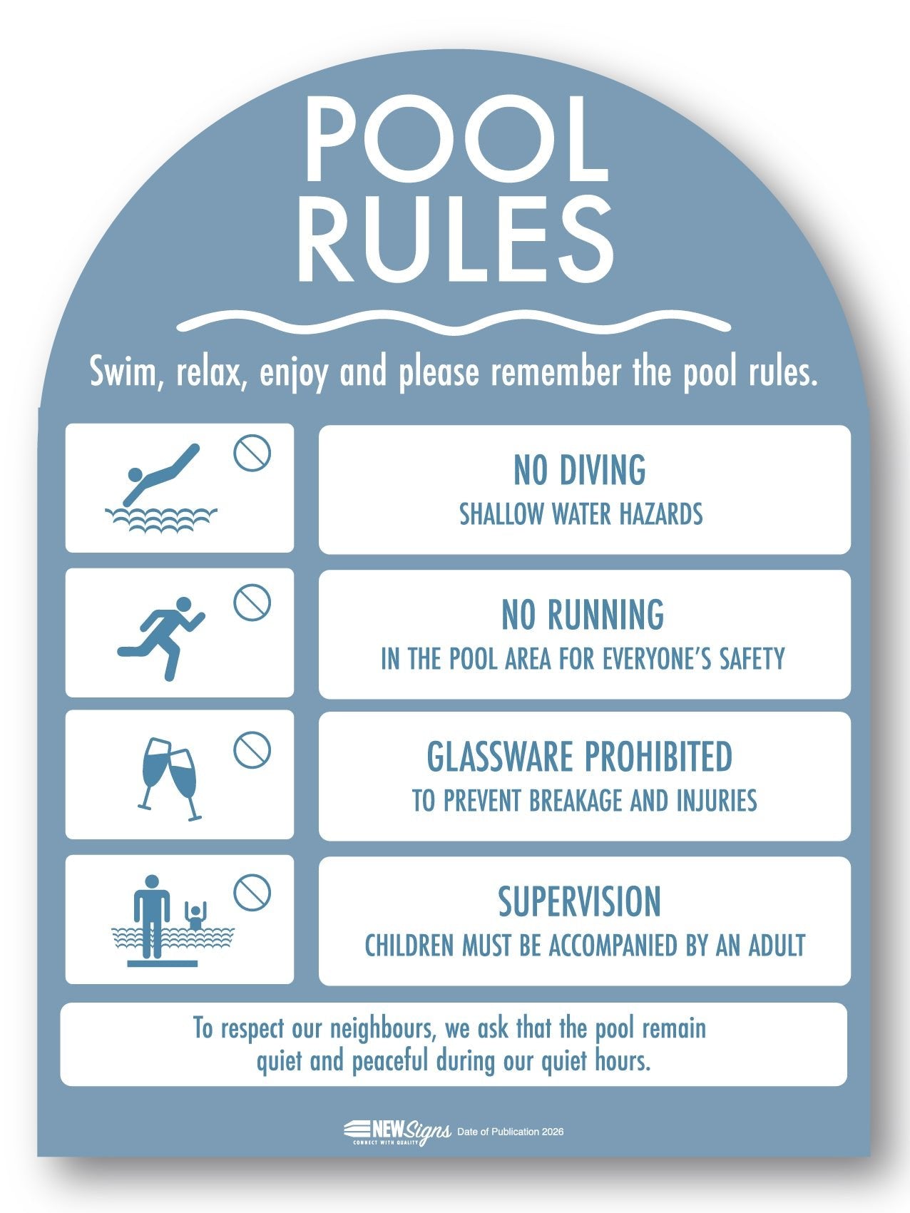 Pool Rules Sign Arch Ocean Background - New Signs