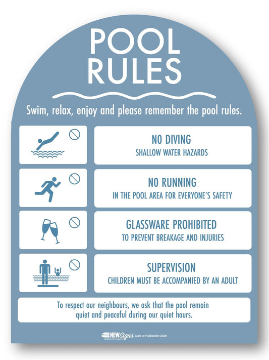 Pool Rules Sign Arch Ocean Background - New Signs
