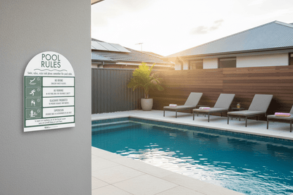 Pool Rules Sign Arch Sage - New Signs