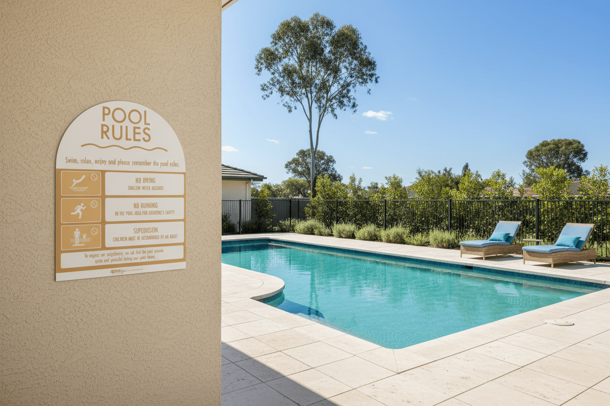 Pool Rules Sign Arch Sand - New Signs