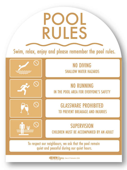 Pool Rules Sign Arch Sand - New Signs