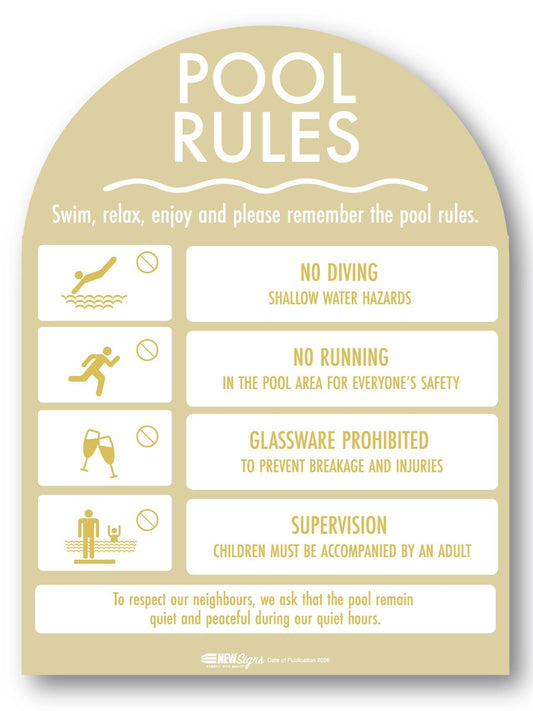 Pool Rules Sign Arch Sunshine Background - New Signs