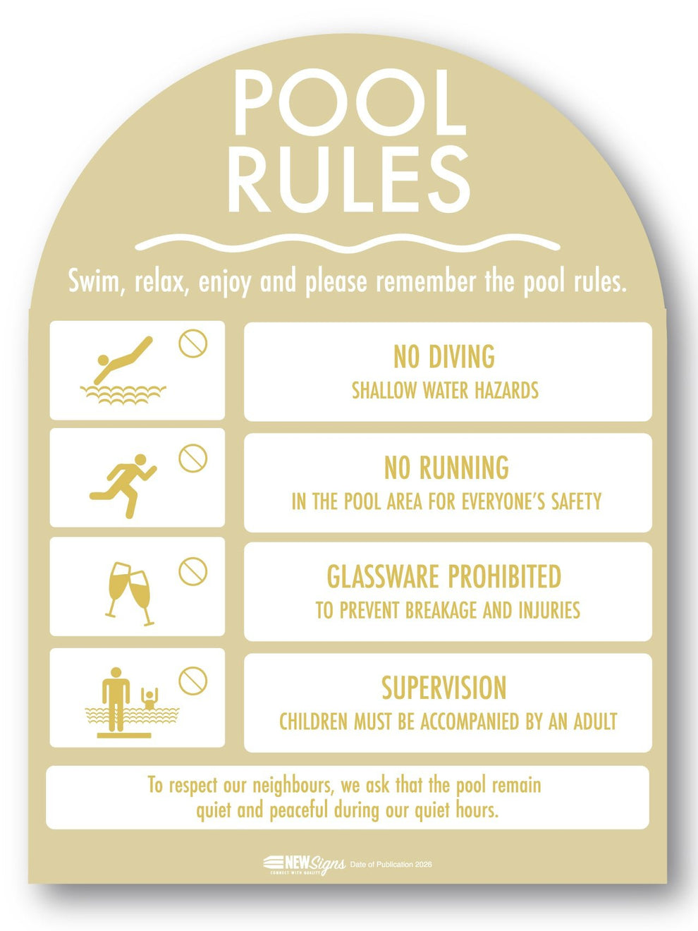 Pool Rules Sign Arch Sunshine Background – New Signs